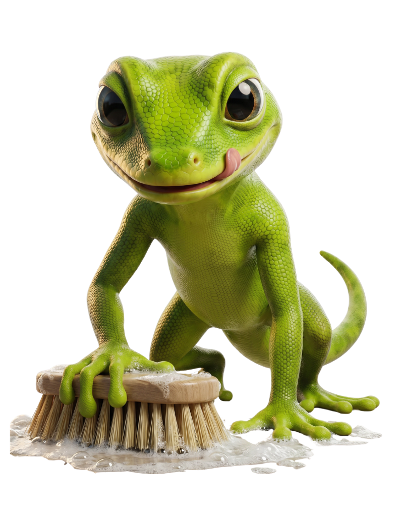 Novo's mascot scrubbing